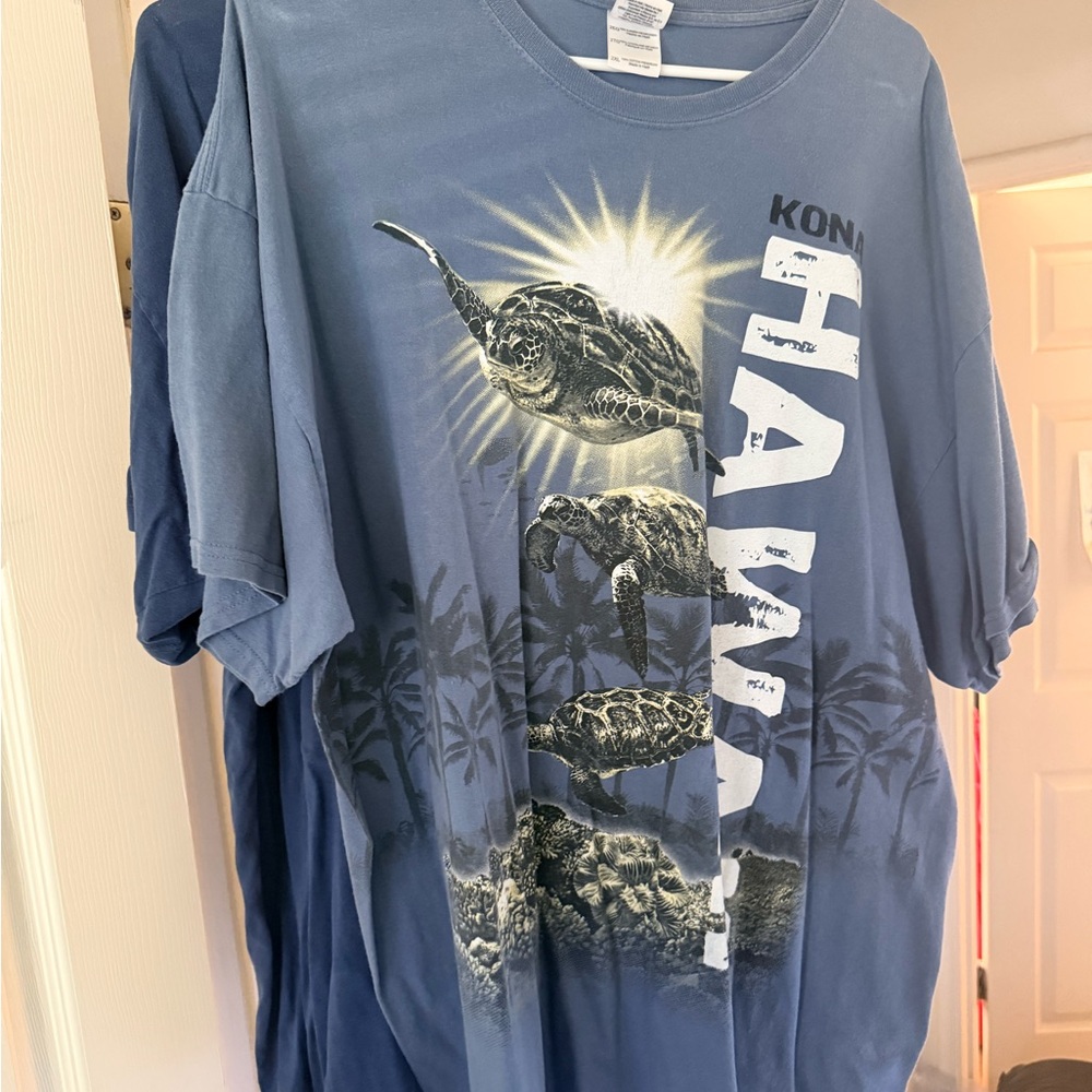 (2) Men’s 2XL shirts Kona Hawaii Sea Turtle Graphic Tee - Blue